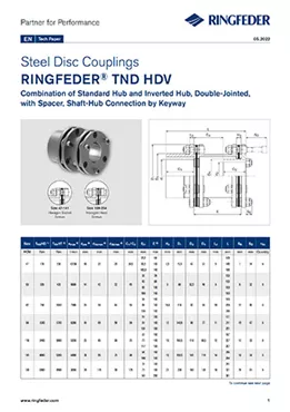 Tech Paper Steel Disc Couplings RINGFEDER® TND HDV