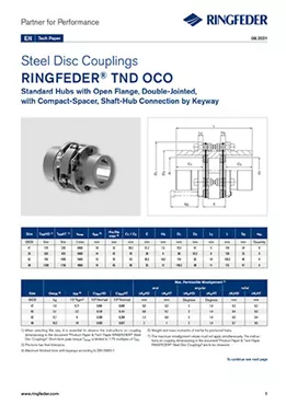 Tech Paper Steel Disc Couplings RINGFEDER® TND OCO