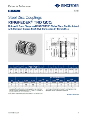 Tech Paper Steel Disc Couplings RINGFEDER® TND QCQ