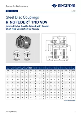 Tech Paper Steel Disc Couplings RINGFEDER® TND VDV
