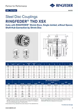 Tech Paper Steel Disc Couplings RINGFEDER® TND XSX