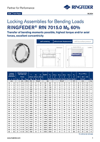 Tech Paper Locking Assemblies for Bending Loads RINGFEDER® RfN 7015.0 Mb 60%