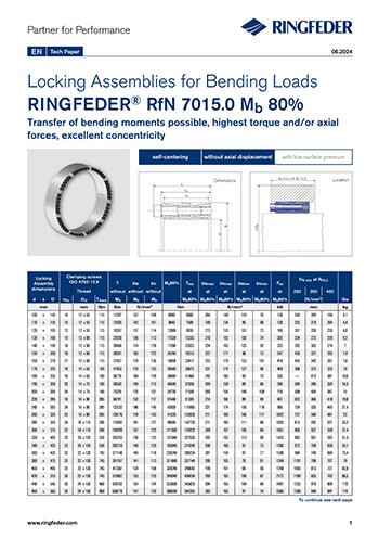 Tech Paper Locking Assemblies for Bending Loads RINGFEDER® RfN 7015.0 Mb 80%