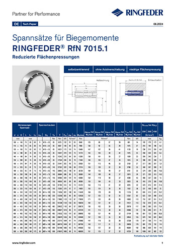 Tech Paper Spannsätze für Biegemomente RINGFEDER® RfN 7015.1