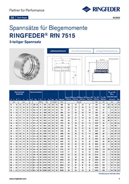 Tech Paper Spannsätze für Biegemomente RINGFEDER® RfN 7515