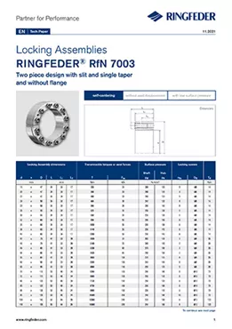 Tech Paper Locking Assemblies RINGFEDER® RfN 7003