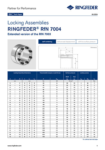 Tech Paper Spannsätze RINGFEDER® 7004 US INCH