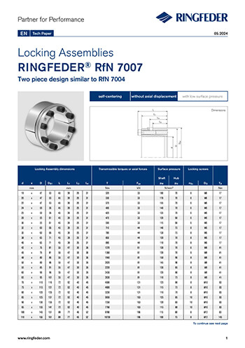 Tech Paper Spannsätze RINGFEDER® 7007 US INCH