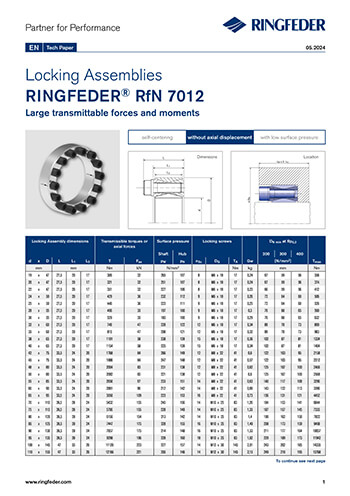 Tech Paper Spannsätze RINGFEDER® 7012 US INCH