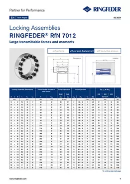 Tech Paper Locking Assemblies RINGFEDER® RfN 7012 Tech Paper Locking Assemblies RINGFEDER® RfN 7012