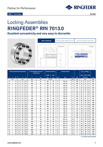 Tech Paper Spannsätze RINGFEDER® 7013.0 US INCH