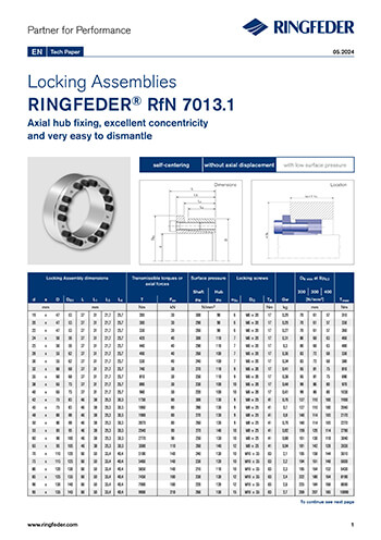 Tech Paper Spannsätze RINGFEDER® 7013.1 US INCH