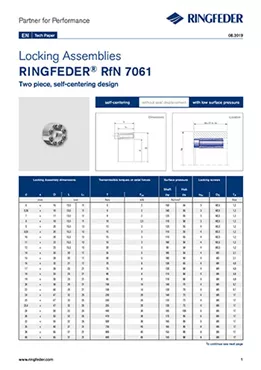 Tech Paper Locking Assemblies RINGFEDER® RfN 7061