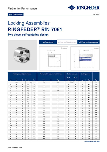 Tech Paper Spannsätze RINGFEDER® 7061 US INCH