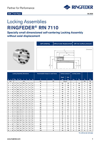 Tech Paper Locking Assemblies RINGFEDER® RfN 7110
