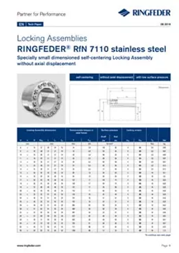 Tech Paper Locking Assemblies RINGFEDER® RfN 7110 stainless steel