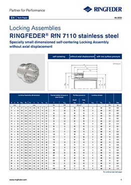 Tech Paper Locking Assemblies RINGFEDER® RfN 7110 stainless steel Tech Paper Locking Assemblies RINGFEDER® RfN 7110 stainless steel