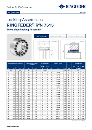 Tech Paper Spannsätze RINGFEDER® 7515 US INCH