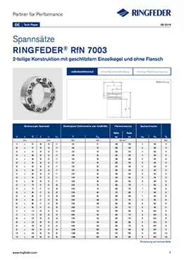 Tech Paper Spannsätze RINGFEDER® RfN 7003
