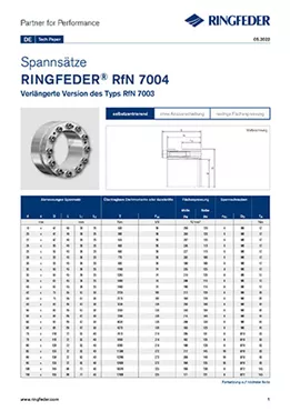 Tech Paper Spannsätze RINGFEDER® RfN 7004