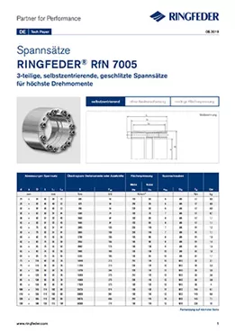 Tech Paper Spannsätze RINGFEDER® RfN 7005