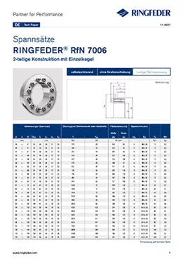 Tech Paper Spannsätze RINGFEDER® RfN 7006