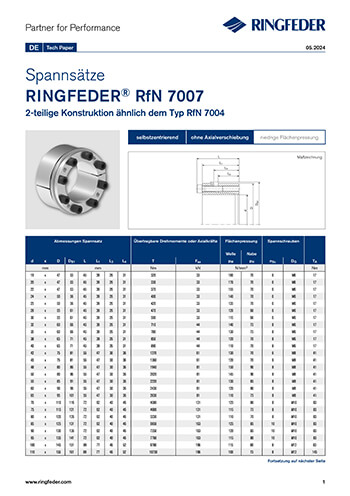 Tech Paper Spannsätze RINGFEDER® RfN 7007