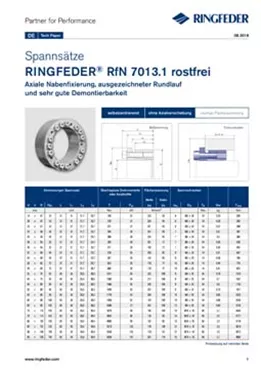 Tech Paper Spannsätze RINGFEDER® RfN 7013.1 rostfrei