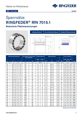 Tech Paper Spannsätze RINGFEDER® RfN 7015.1