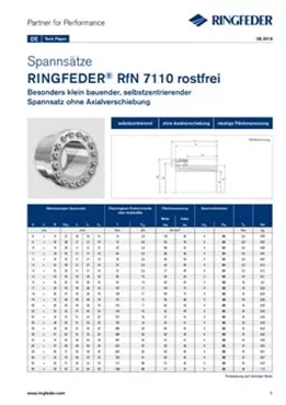 Tech Paper Spannsätze RINGFEDER® RfN 7110 rostfrei