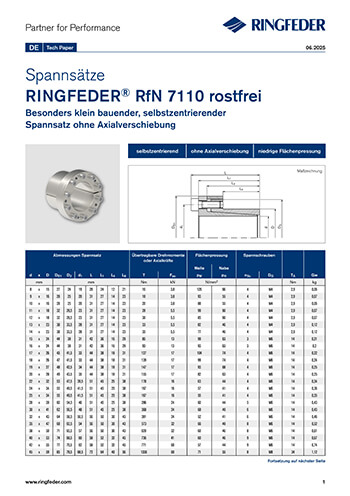Tech Paper Spannsätze RINGFEDER® RfN 7110 rostfrei