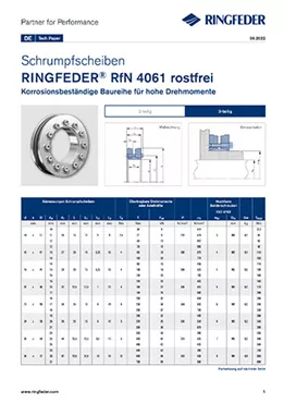 Tech Paper Schrumpfscheiben RINGFEDER® RfN 4061 rostfrei