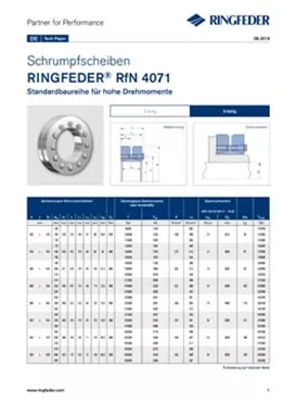Tech Paper Shrink Discs RINGFEDER® RfN 4071