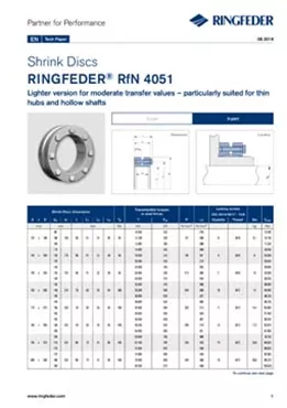 Tech Paper Shrink Discs RINGFEDER® RfN 4051