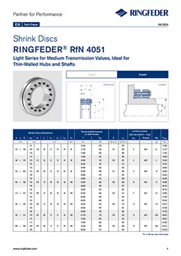 Tech Paper Shrink Discs RINGFEDER® RfN 4051 Tech Paper Shrink Discs RINGFEDER® RfN 4051