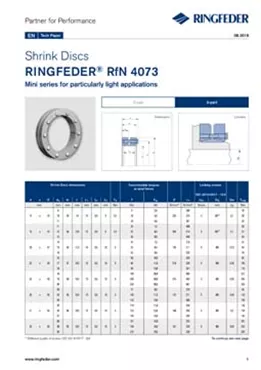 Tech Paper Shrink Discs RINGFEDER® RfN 4073