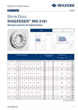 Tech Paper Shrink Discs RINGFEDER® RfN 4181