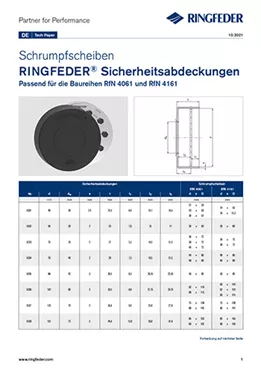 Tech Paper RINGFEDER® Sicherheitsabdeckungen für Schrumpfscheiben RfN 4061 & RfN 4161 Tech Paper RINGFEDER® Sicherheitsabdeckungen für Schrumpfscheiben RfN 4061 & RfN 4161