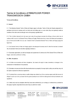 Terms & Conditions RINGFEDER POWER TRANSMISSION GMBH