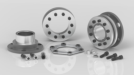 Individual components of the type TND XSX in size 118: Hubs with shrink discs, disc pack and hexagon socket screws | RINGFEDER®